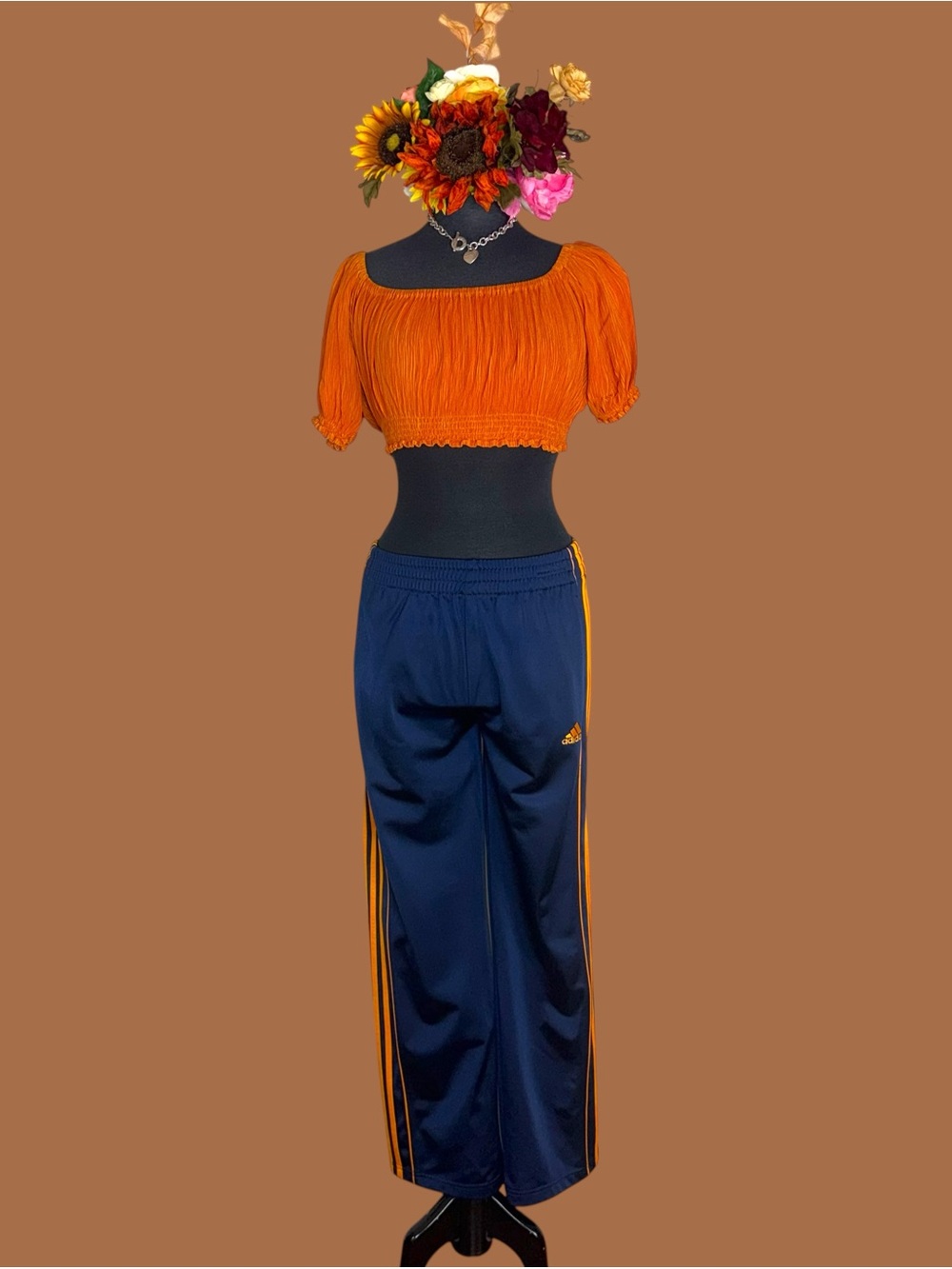 adidas Navy Sweatpants with Orange Side Stripes - Picture 16 of 16